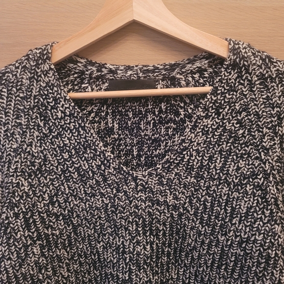 Rag & Bone Knit V Neck Black White Sweater Size Medium - Picture 4 of 8